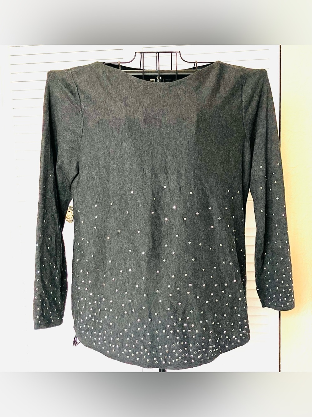 Chico’s Women’s Size 2 Gray with Silver Studs Tunic Sweater